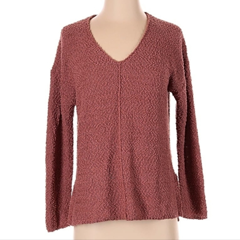 Knox Rose Popcorn Knit V-neck XS Pullover Sweater, Hi Low Hem Textured Tunic Top